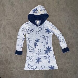 Harry Potter Hoodie Lounger Kids Small Blue Hedwig Faux Fur Fleece